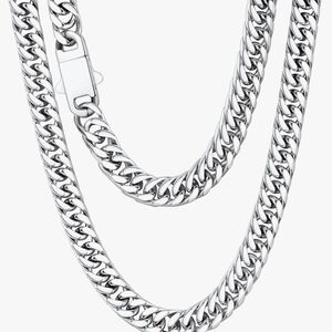Jewlpire Diamond-C Surgical Stainless Steel Mens Cuban Link Chain, 6M  22"